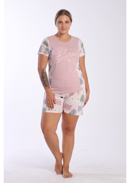 Çizgili Pamuklu Şort Pijama Takımı