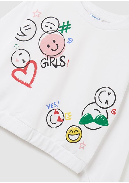 Kız Çocuk Uzun Kol Sweatshirt Beyaz 6430