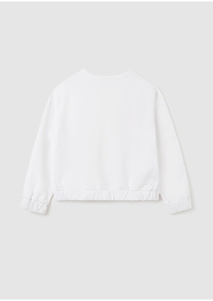 Kız Çocuk Uzun Kol Sweatshirt Beyaz 6430
