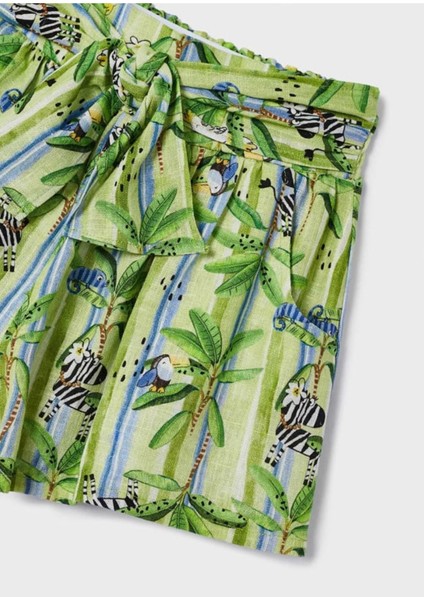 Kız Çocuk Baskılı Şortlu 2'li Takım Yeşil fırsatları