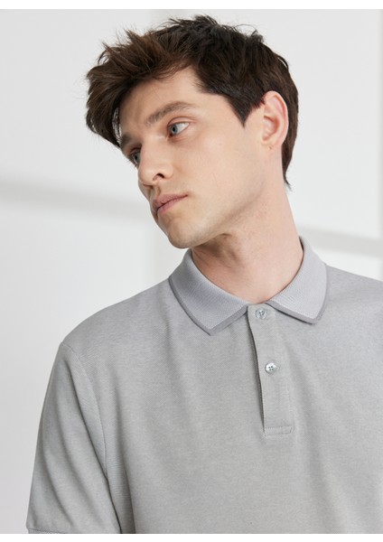 Polo Yaka Gri - Beyaz Erkek T-Shirt 4A9000000003 modelleri