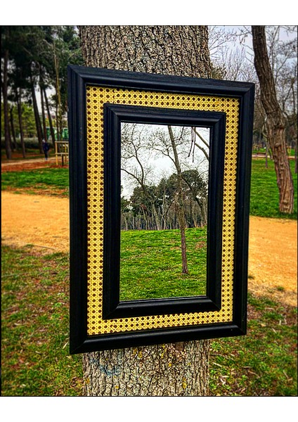 Hazeran Desenli , Siyah Çerçeveli, 43CM x 63 cm Dekoratif Ayna modelleri