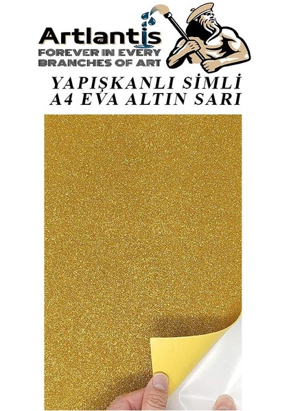 Yapışkanlı Simli Eva Altın Sarı A4 20X30 5 Adet 1 Paket Hobi Okul Öncesi Kreş Anasınıfı Eva Yapışkanlı Simli 20*30