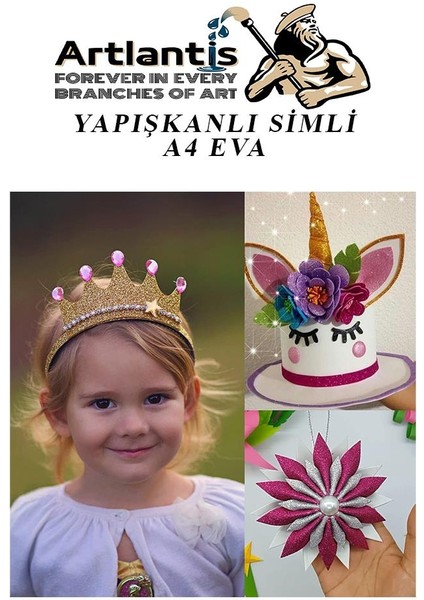 Yapışkanlı Simli Eva Altın Sarı A4 20X30 5 Adet 1 Paket Hobi Okul Öncesi Kreş Anasınıfı Eva Yapışkanlı Simli 20*30