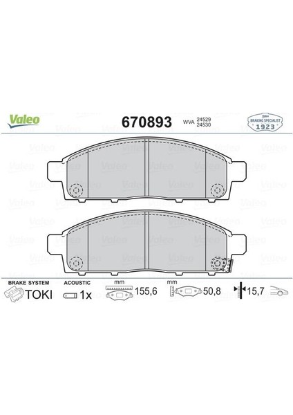 Fren Balatası Ön L200 05- Pajero / Sport 1-2 Valeo 670893