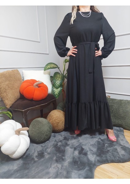 Siyah Kuşak Detaylı Elbise10 modelleri