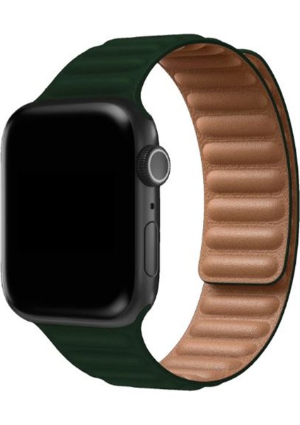 Apple Watch Se 2022 40 mm Uyumlu Mıknatıslı Deri Kordon Kayış - KY24-1