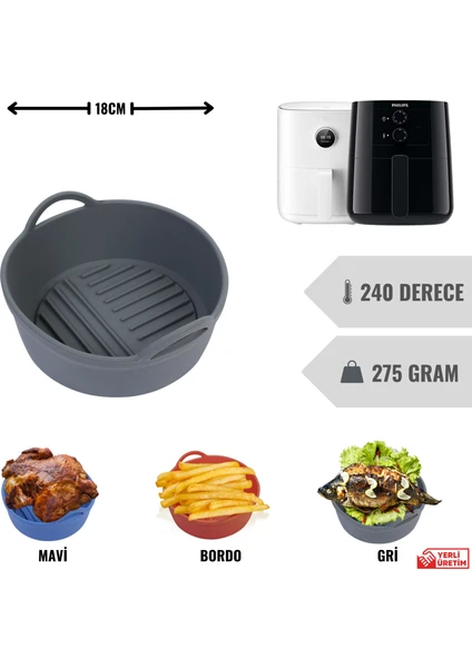 Air Fryer Silikon Pişirme Kabı Yemek ve Kek Kalıbı Xiaomi 3,5L ve Philips 4,1L Uyumlu Özel Tasarım