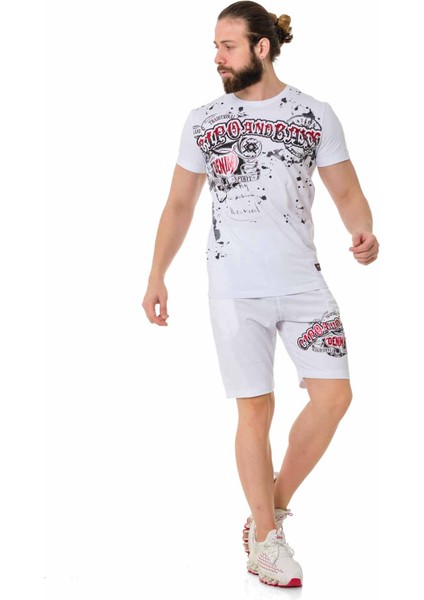 CT713 Parlak Desenli Baskı Beyaz Tişört fırsatları