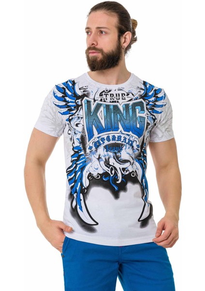 CT763 King Baskılı Beyaz Tişört