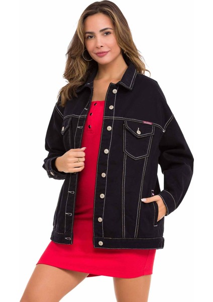 WJ211 Oversize Uzun Siyah Kadın Kot Ceket fiyatları