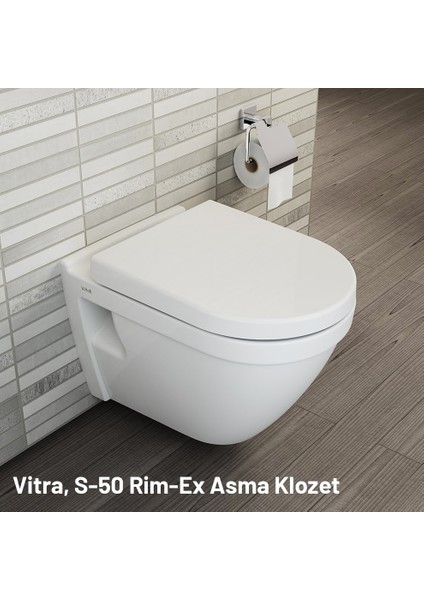 S50 Rim-Ex Asma Klozet + Sessiz Yavaş Kapanan Klozet Kapağı