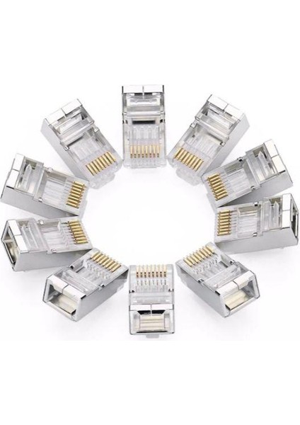 20 Adet Metal Cat6 Konnektör Cat6 Metal Jack RJ45 Başlık Metal Uç Cat 6 Başlık