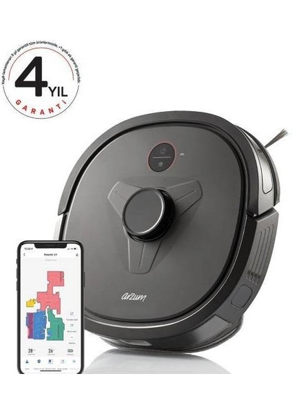 Robotek X4 Lds Akıllı Robot Süpürge- Siyah AR4304