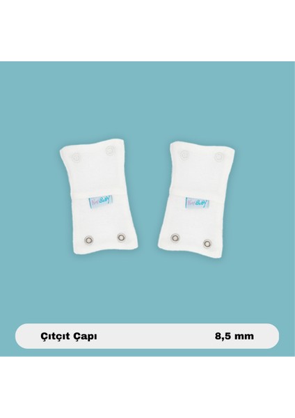 2'li Bebek Body Zıbın Uzatma Aparatı (8,5 Mm) Çıtçıtlı Ekru 100% Pamuk 12CM