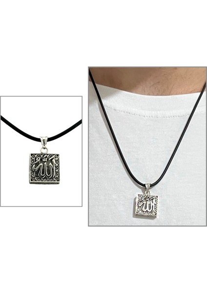 925 Ayar Gümüş "allah" Yazılı Cevşen Kolye