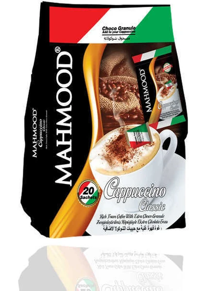 Mahmood Coffee Klasik Choco Granüllü Şekersiz Cappuccino 20 Adet x 13,7 gr