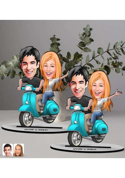 Gift Kişiye Özel Sevgililer Karikatürlü 2’li Ahşap Biblo Seti-99 fiyatları