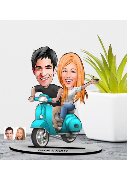 Gift Kişiye Özel Sevgililer Karikatürlü 2’li Ahşap Biblo Seti-99 fırsatları