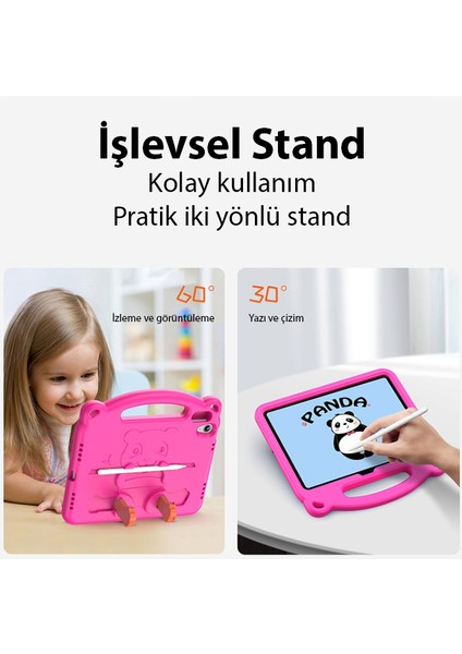 iPad 10.2 2022 Kılıf Panda Serisi Çocuk Shockproof Standlı Kılıf