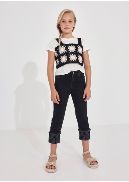 Kız Çocuk Denim Pantolon Siyah 6580
