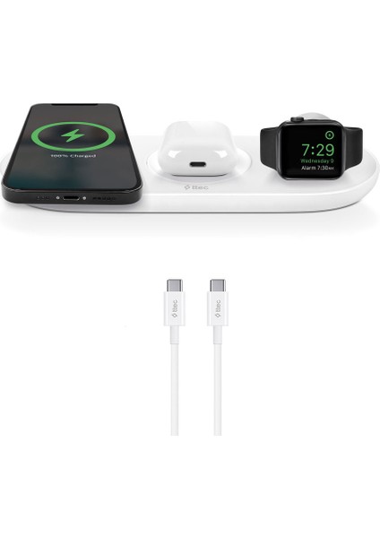 Aircharger Trio 3’ü 1 Arada iPhone Uyumlu + Apple Watch Uyumlu + Airpods Kablosuz Hızlı Şarj Aleti