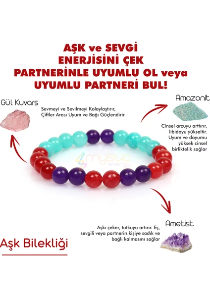 Mystic Energy Doğal Taş Aşk,Sevgi,Çiftler Arası Uyum Bilekliği