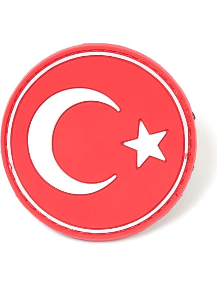 Yuvarlak Türk Bayrağı Kırmızı Taktik Askeri Peç - Patch