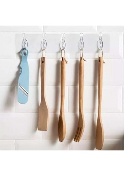 Yapışkanlı Şeffaf Duvar Askısı Banyo Mutfak Düzenleyici Askı Pratik Kanca Askılık