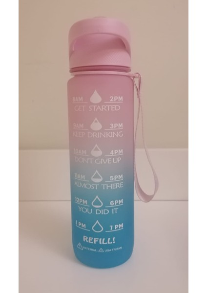 Shop-Set 1000 ml Tritan Motivasyonlu Su Matarası Çift Renk Softtouch