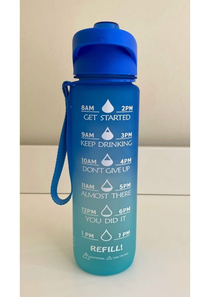 Shop-Set 1000 ml Pipetli ve Süzgeçli Tritan Motivasyonlu Su Matarası Çift Renk Softtouch fırsatları