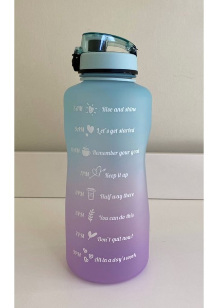 Shop-Set 2000 ml Pipetli ve Süzgeçli Tritan Motivasyonlu Su Matarası Çift Renk Softtouch