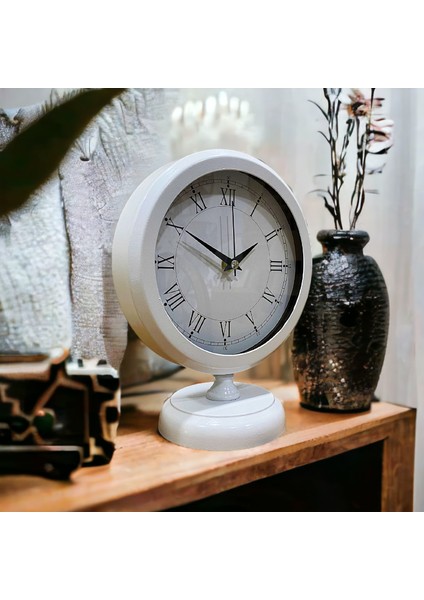 Beyaz Metal Ofis Salon Otel Masa Saati 25*20 cm Y3 fırsatları