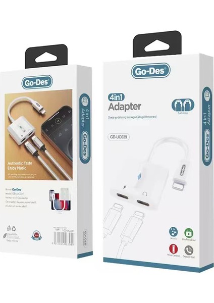Go Des GD-UC039 Type-C To Type-C Kulaklık Çıkışlı Lightning Dönüştürücü