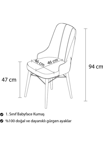 Alvin 4 Adet Beyaz Gürgen Ayaklı 1. Kalite Baby Face Mutfak Sandalyesi