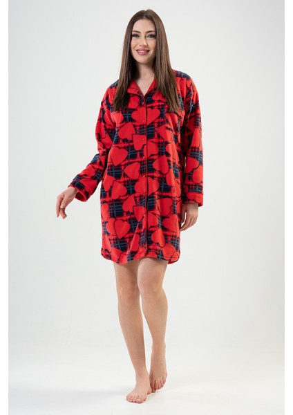 Kadın Polar Tamamı Düğmeli Uzun Kol Gecelik fiyatları