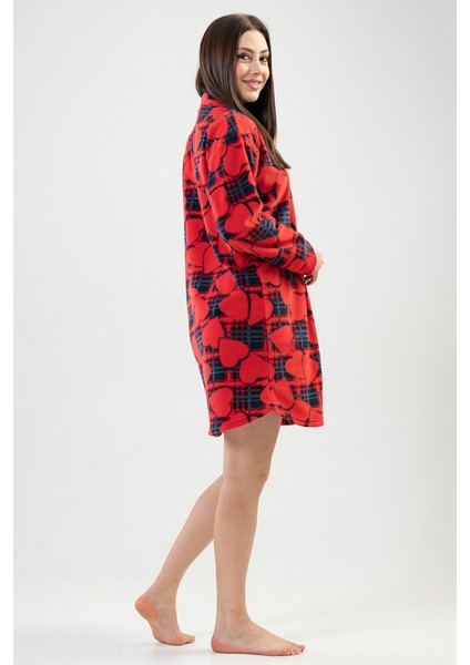 Kadın Polar Tamamı Düğmeli Uzun Kol Gecelik modelleri