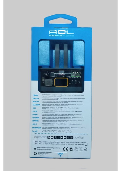 Şeffaf Göstergeli 10000MAH Lightning ve Type-C Kablolu Hızlı Şarj Q3.0 Powerbank