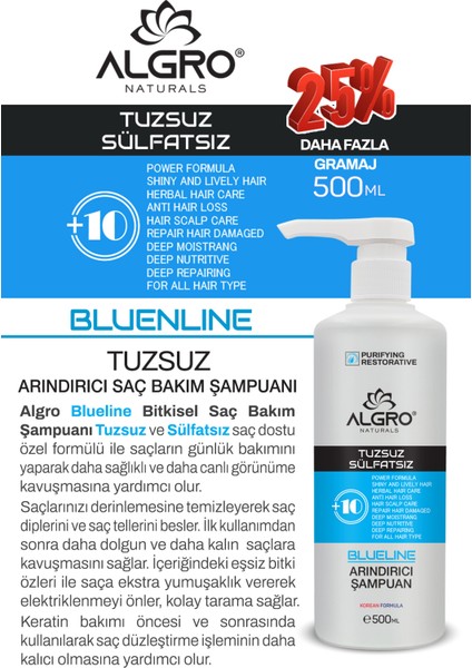 Blueline Tuzsuz Arındırıcı Saç Bakım Şampuanı Onarıcı Bitki Özlü Sülfatsız Şampuan