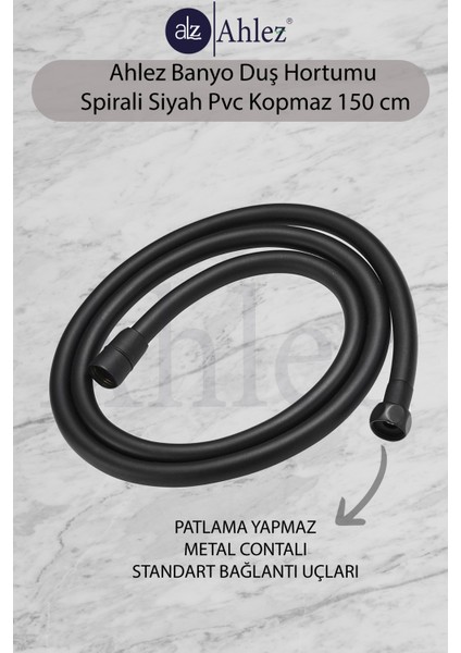 Maxima 5 Fonksiyonlu Duş Başlığı + Siyah Pvc Duş Hortumu + Siyah Mafsal Duş Takımı