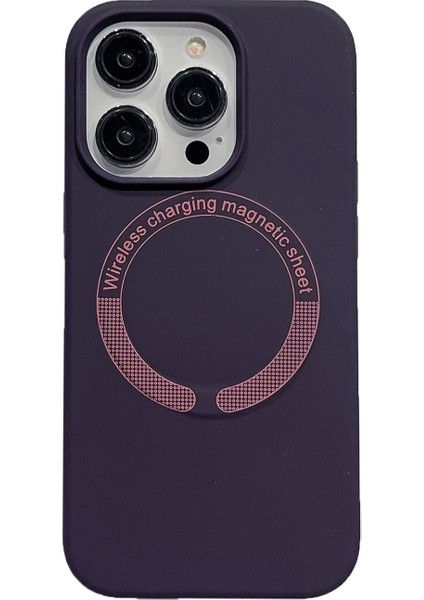 Apple iPhone 13 Pro Max Kılıf Wireless Tacsafe Altsoy Silikon Kapak Derin Mor