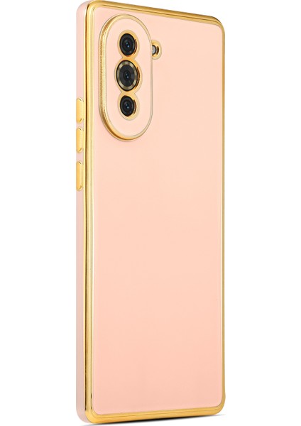 Huawei Nova 10 Pro Kılıf Bark Parlak Silikon Renkli Kenarları Rose Pembe