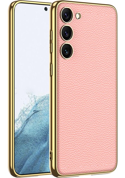 Samsung Galaxy S23 Plus Kılıf Fizyon Lazer Kaplama Silikon Deri Görünümlü Kamera Korumalı Pembe