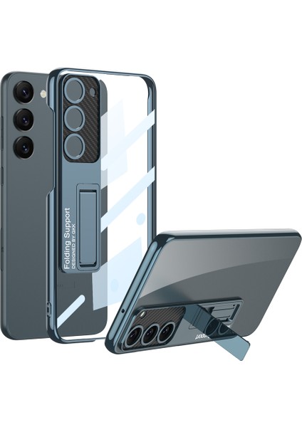 Samsung Galaxy S23 Plus Kılıf Kamera Korumalı Standlı Kapak Mavi