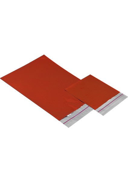 17X25 cm Kırmızı 50 Adet Yapışkanlı Metalize Hediye Poşeti Metalik Kırmızı Hediye Ambalaj Paketi