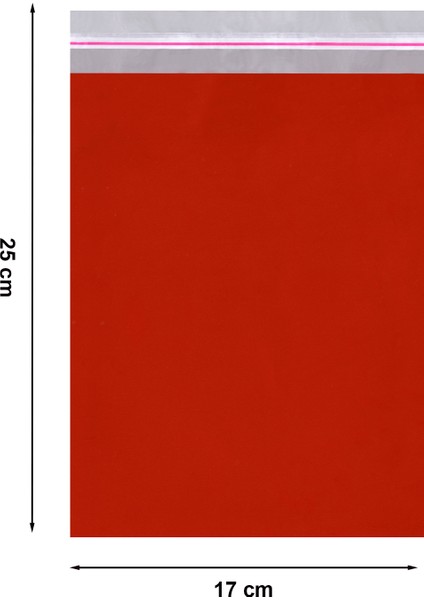 17X25 cm Kırmızı 50 Adet Yapışkanlı Metalize Hediye Poşeti Metalik Kırmızı Hediye Ambalaj Paketi