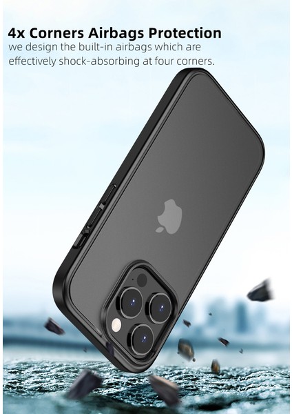 Apple iPhone 13 Pro Max Kılıf Impact Alpin Mat Buzlu Kapak Siyah