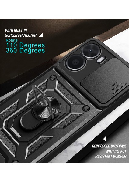 Vivo Y16 Kılıf Sert Silikon Tank Aramid Sürgülü Vega Yüzüklü Lacivert fiyatları