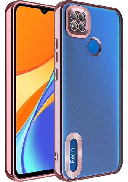 Xiaomi Redmi 9c Kılıf Logo Gösteren Kamera Korumalı Silikon Rose Gold