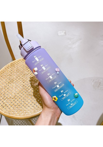 Saman Açık Spor Plastik Bardak ile Taşınabilir Büyük Kapasiteli 1l Su Şişesi (Yurt Dışından)